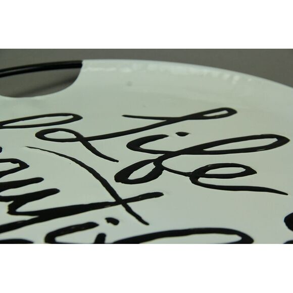 Black and White Decorative Metal Trays With Life Love and Home Wording Set of 3 - Picture 3 of 3
